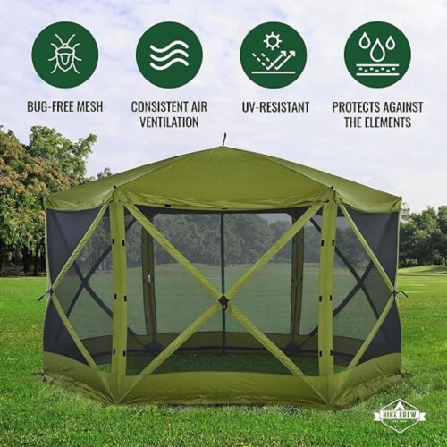 Gymax Portable Pop Up 6 Sided Canopy Instant Gazebo Screen Tent Green
