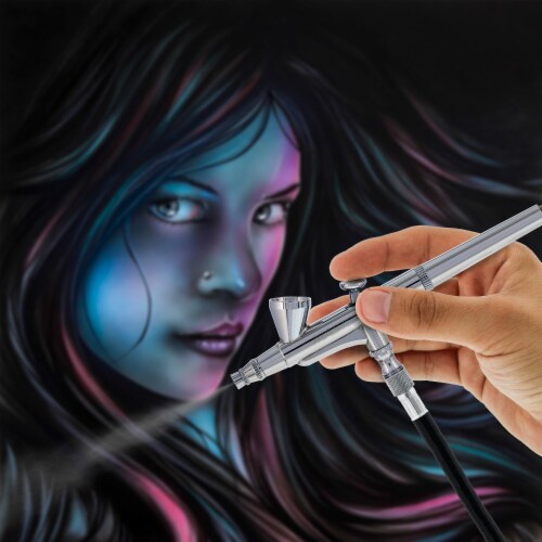 G34 Multi-Purpose Dual-Action Gravity Feed Airbrush with a 0.3mm Tip and 1/16 oz. Fluid Cup Perspective: right