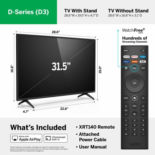 VIZIO 32" Class D-Series FHD LED Smart TV - D32f-J04 Perspective: right