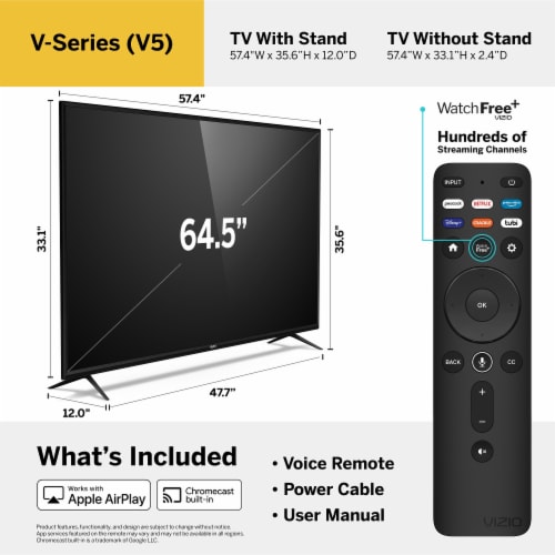 VIZIO 65" Class V-Series 4K LED HDR Smart TV - V655-J09 Perspective: right