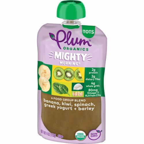 Plum Organics® Mighty Morning Tots Spinach Kiwi Barley Greek Yogurt Pouch