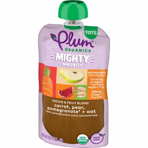 Plum Organics® Mighty Veggie® Carrot Pear Pomegranate & Oat Tots Pouch Perspective: right