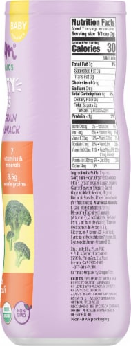 Plum Organics® Mighty Puffs Carrot & Broccoli Flavored Ancient Grain & Chickpea Baby Food Snack Perspective: right