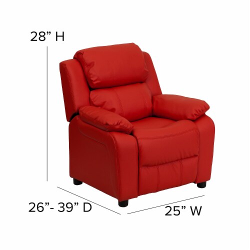 Flash Furniture Deluxe Contemporary Heavily Padded Vinyl Kids Recliner W/Storage Arms Perspective: right