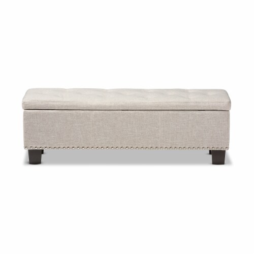 Hannah Storage Bench in Beige Perspective: right