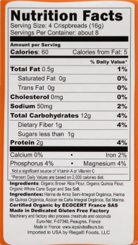 Le Pain des fleurs® Organic Crispbread Gluten Free Quinoa Perspective: right