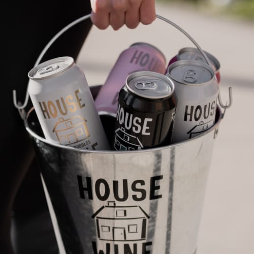 House Wine Brut Bubbles Sparkling Wine Perspective: right
