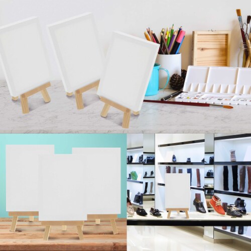 4  x 6  Stretched Canvas with 8  Mini Wood Display Easel Kit, 12 Pack - Artist Tabletop Stand Perspective: right