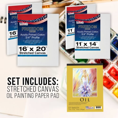63 Piece Oil Artist Painting Kit with Wood French Easel, 24 Oil Paints, Stretched Canvas Set Perspective: right