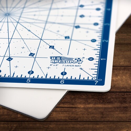 8  x 8  Rotary White/Blue Self Healing 7-Layer Durable Non-Slip PVC Cutting Mat Perspective: right