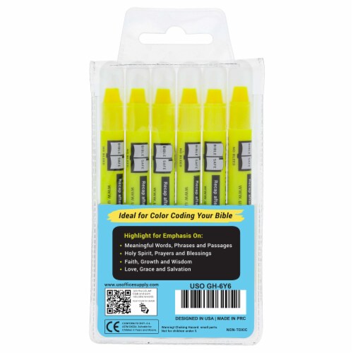 Bright Neon Fluorescent Yellow Twist-Up Bible Safe Gel Highlighter Markers- 6 Pack Perspective: right
