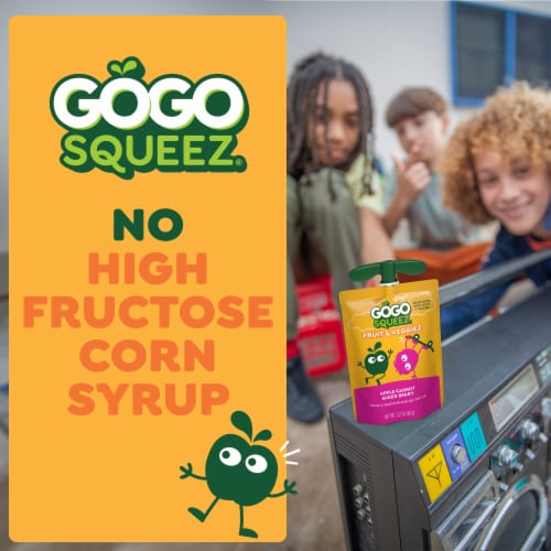 GoGo squeeZ® fruit & veggieZ Apple Carrot Mixed Berry Applesauce and Fruit Puree Pouches Perspective: right