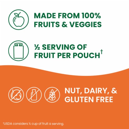 GoGo squeeZ Fruit & VeggieZ Applesauce Puree Variety Pack Boulder Berry, Pedal Peach Snack Pouches Perspective: right