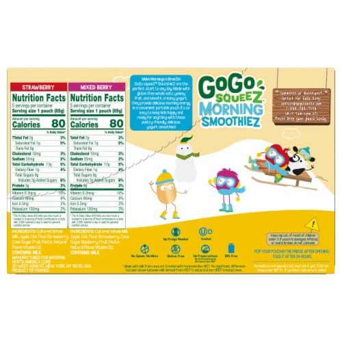 GoGo SqueeZ Morning SmoothieZ Strawberry and Mixed Berry Variety Pack Snack Pouch Perspective: right
