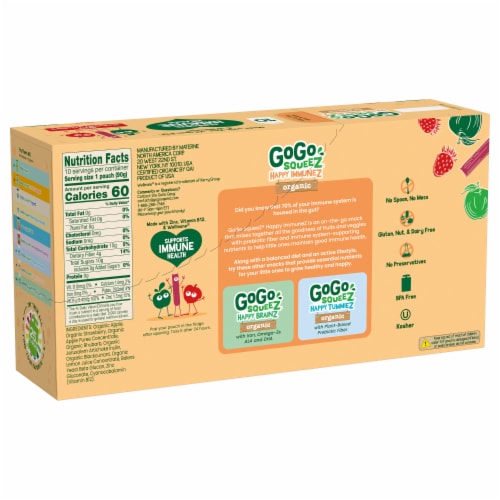 GoGo Squeez Happy Immunez Strawberry Rhubarb Snack Pouch Perspective: right