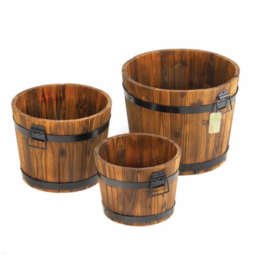 Home Locomotion 10015114 Country Barrel Planters Set Perspective: right