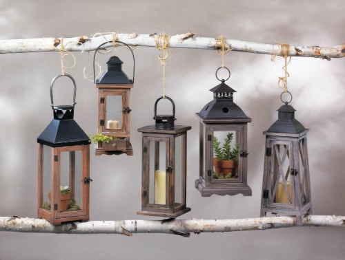 Home Locomotion  Large Rustic Wood Lantern Perspective: right