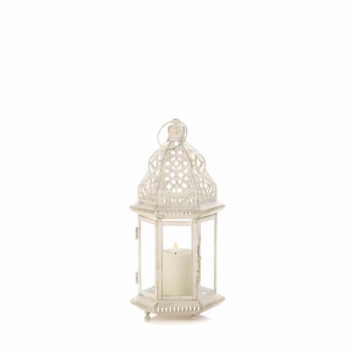 Home Locomotion 849179027063 Distressed Lantern, White - Small Perspective: right