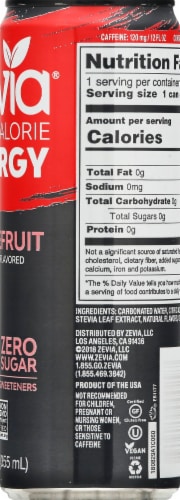 Zevia Zero Calorie Grapefruit Energy Drink Perspective: right