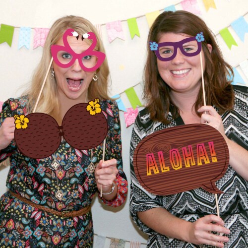 Big Dot of Happiness Tiki Luau - Tropical Hawaiian Summer Party Photo Booth Props Kit - 20 Ct Perspective: right