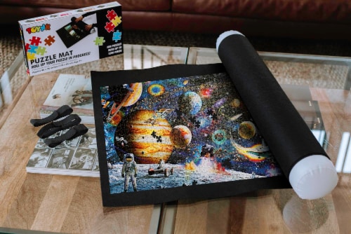 Jigsaw Puzzle Roll Up Felt Mat Storage Saver | Large 46"x26" | Fits 1500 Pieces Perspective: right