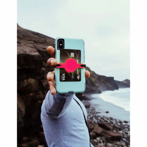 SUC-IT Thermal Silicone Suction Cup Phone Holder Stand - Pink with Black Clips Perspective: right