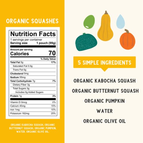 Serenity Kids Organic Squashes with Organic Olive Oil Baby Food Pouch Perspective: right