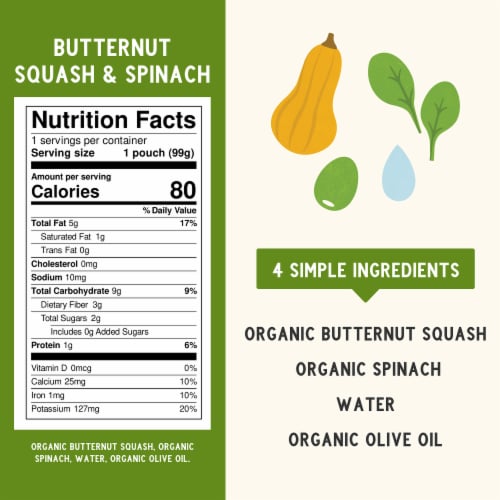 Serenity Kids Organic Butternut & Spinach with Organic Olive Oil Pouch Perspective: right