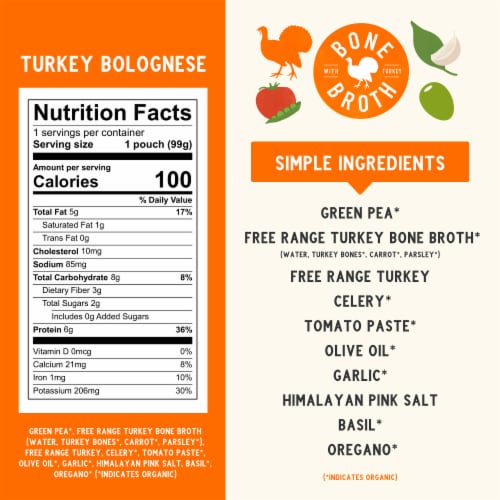 Serenity Kids Turkey Bolognese with Bone Broth, Organic Vegetables & Herbs Pouch, 3.5oz Perspective: right