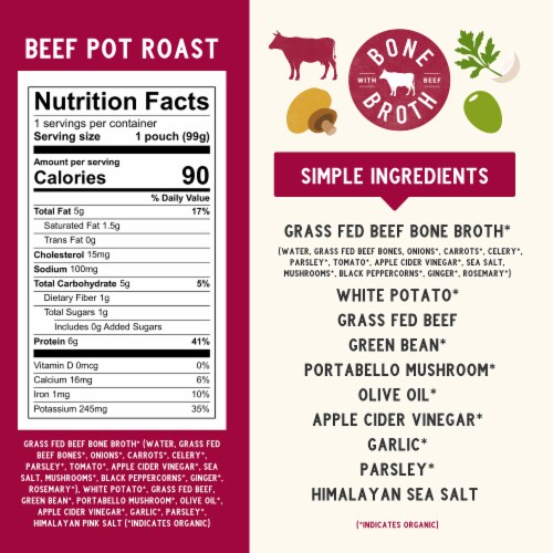 Serenity Kids Beef Pot Roast with Bone Broth, Organic Vegetables & Herbs Pouch, 3.5oz Perspective: right