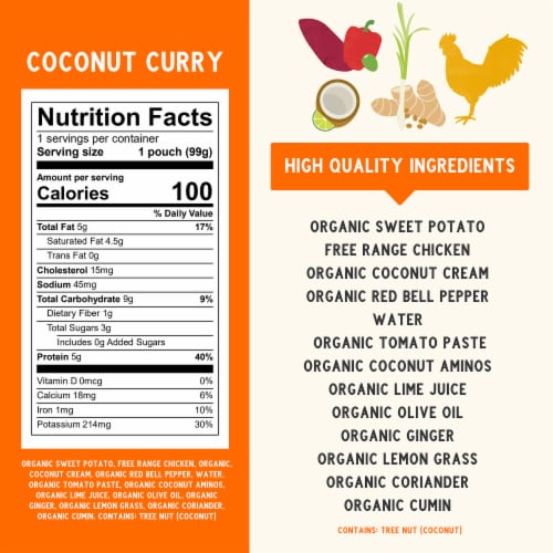 Serenity Kids Coconut Curry Chicken with Organic Vegetables Pouch, 3.5oz Perspective: right