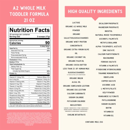 Serenity Kids 12-36 Months Grass Fed A2 Whole Milk Toddler Formula Perspective: right