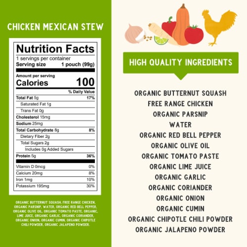 Serenity Kids Chicken Mexican Stew with Organic Vegetables Pouch, 3.5oz Perspective: right