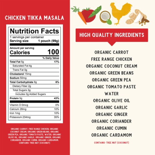 Serenity Kids Chicken Tikka Masala with Organic Vegetables Pouch, 3.5oz Perspective: right