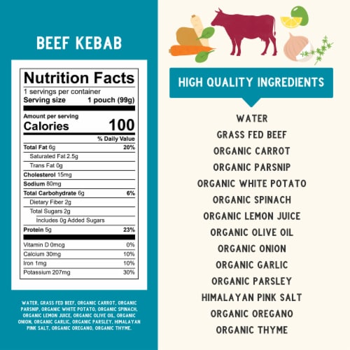 Serenity Kids Beef Kebab with Organic Vegetables Pouch, 3.5oz Perspective: right