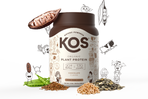KOS Organic Chocolate Flavor Plant Protein Powder Perspective: right