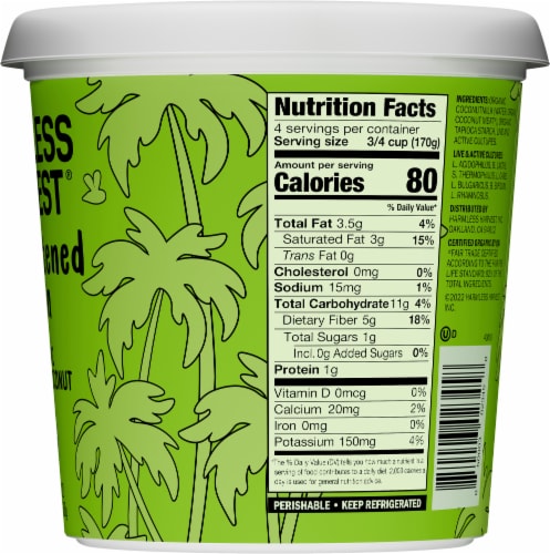 Harmless Harvest® Plain Organic Dairy Free Coconut Yogurt Tub Perspective: right