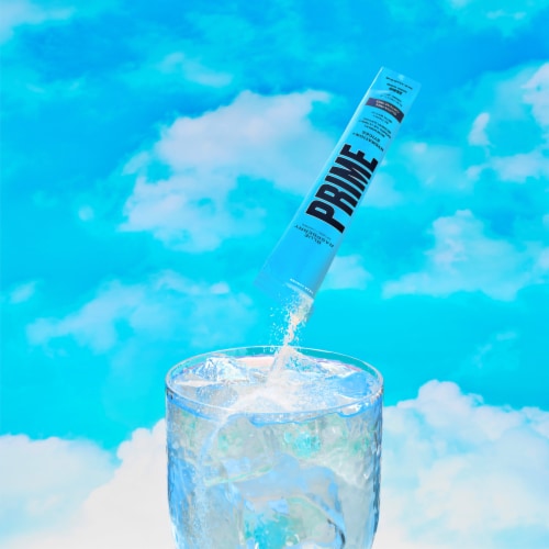 Prime Zero Added Sugar Blue Raspberry Drink Mix Packets Perspective: right
