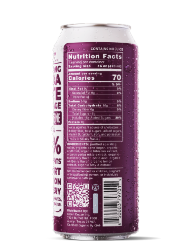 Clean® Cause Blackberry Sparkling Yerba Mate Energy Drink Perspective: right
