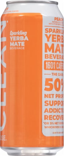 Clean Cause® Peach Sparkling Yerba Mate Energy Drink Perspective: right