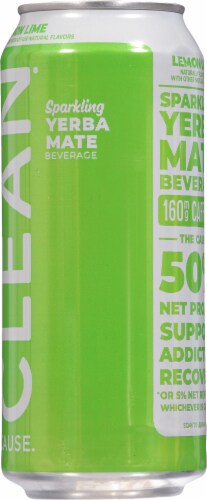 Clean® Cause Lemon-Lime Sparkling Yerba Mate Energy Drink Perspective: right