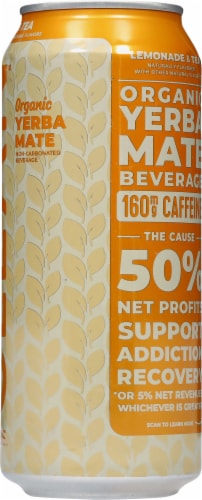 Clean Cause® Non-Carbonated Organic Yerba Mate Lemonade & Tea Single Can Perspective: right
