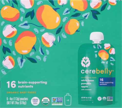 Cerebelly Organic White Bean Pumpkin Apple Baby Food Puree Perspective: right