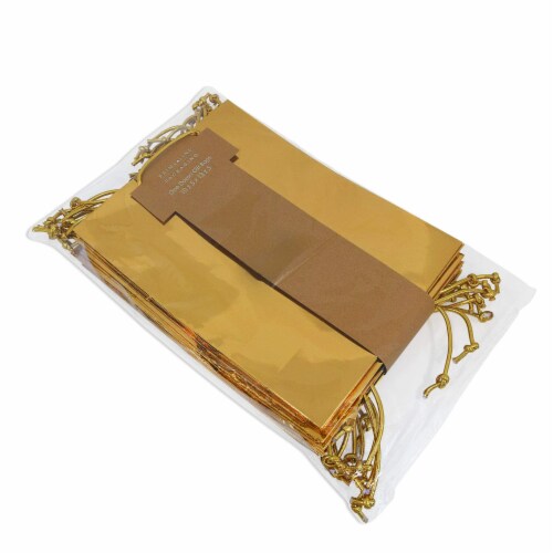 Gold Foil Gift bags with Handles, Designer Solid Gold Paper Gift