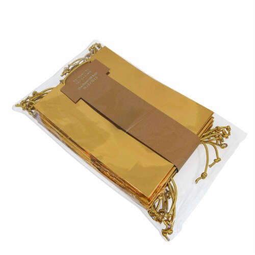 Gold Foil Gift bags with Handles, Designer Solid Gold Paper Gift Wrap Bag Perspective: right