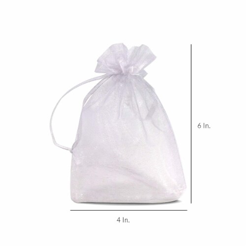 White Organza Gift Bags Sheer Mesh Drawstring Pouches Inches