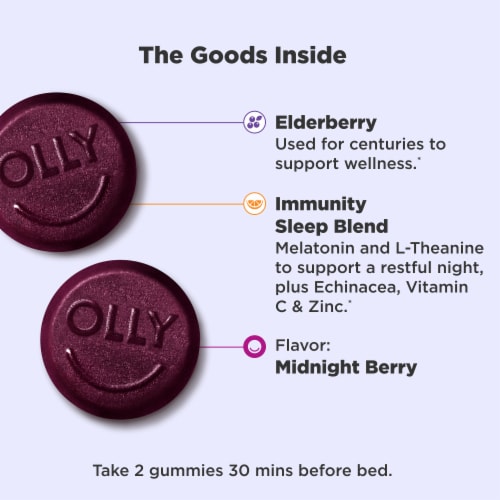 Olly Immunity Sleep + Elderberry Midnight Berry Gummies Perspective: right
