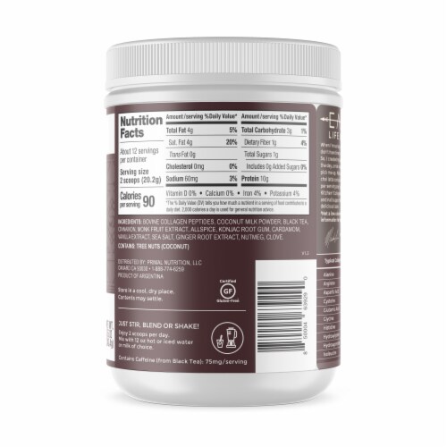 Primal Kitchen Chai Tea Collagen Keto Latte Collagen Peptide Drink Mix Perspective: right