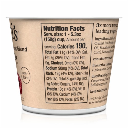 Siggi's® Plant Based Raspberry Coconut Blend Yogurt Perspective: right