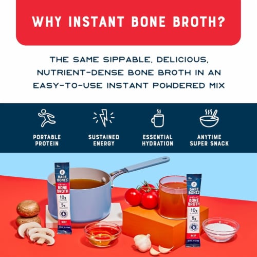 Bare Bones Instant Beef Flavored Bone Broth 4 - 0.53 oz Packets Perspective: right